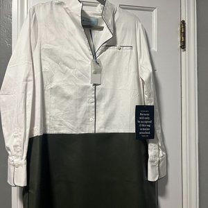 Tuckernuck HUNTER GREEN LEATHER DELFINA SHIRT DRESS- Size Large